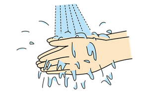 流水で手を洗っているイラスト