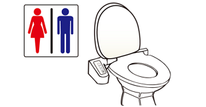 トイレの後に手洗いをしていない。トイレのイラスト。