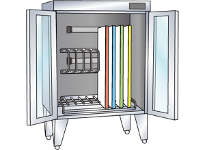 専用の保管庫で保管しているイラスト