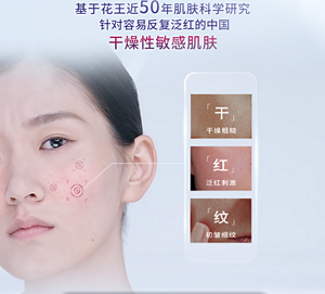 基于花王近50年肌肤科学研究 针对容易反复泛红的中国 干燥性敏感肌肤 