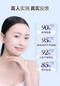 90%质地轻盈 95%肤感清爽不易黏腻 92%上妆不易搓泥 85%即时控油