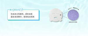 重点point3 优选亲水性膜布，柔软亲肤 蕴含滋润精华，紧密贴合肌肤