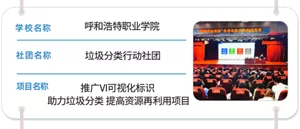 学校名称 呼和浩特职业学院　社团名称 垃圾分类行动社团　项目名称 推广VI可视化标识  助力垃圾分类 提高资源再利用项目