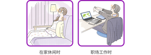 在家休闲时 职场工作时