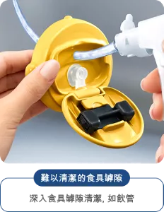 難以清潔的食具罅隙 深入食具罅隙清潔, 如飲管