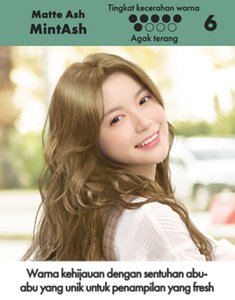 MintAsh. Tingkat kecerahan warna: Hasil akhir Agak terang. Skala 6 dari 9