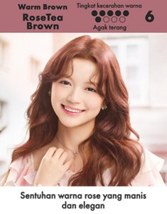 Rose Tea Brown. Tingkat kecerahan warna: Hasil akhir agak terang. Skala 6 dari 9