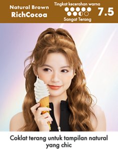 RichCocoa. Tingkat kecerahan warna: Hasil akhir Sangat Terang. Skala 7.5 dari 9