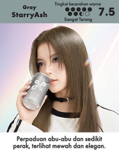 StarryAsh. Tingkat kecerahan warna: Hasil akhir Sangat Terang. Skala 7.5 dari 9