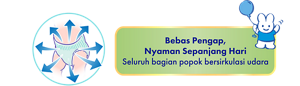 Bebas Pengap, Nyaman Sepanjang Hari Seluruh bagian popok bersirkulasi udara