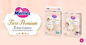 Merries First Premium 5 Star Comfort for Your Baby's Delicate Skin