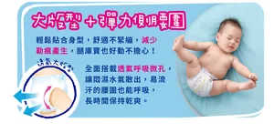大版型+彈力側腰圍　輕鬆貼合身型，舒適不緊繃，減少勒痕產生，腿庫寶也好動不擔心！　透氣大版型　全面搭載透氣呼吸微孔，讓悶濕水氣散出，易流汗的腰圍也能呼吸，長時間保持乾爽。