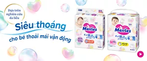 Merries Tã dán Dựa trên nghiên cứu da liễu. Siêu thoáng cho bé thoải mái vận động