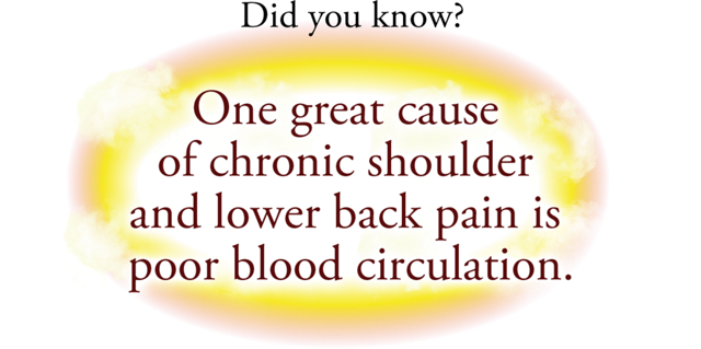 Did you know? One great cause of chronic shoulder and lower back pain is poor blood circulation.