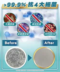 99.9％ 抗4大細菌 大腸桿菌 莫拉氏菌 藤黃微球菌 金黃色葡萄球菌