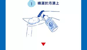 1 噴灑於污漬上
