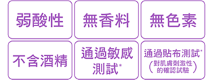 弱酸性 無香料 無色素 不含酒 通過敏感測試*2