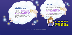 Tina 30歲 量多時偶爾有外漏狀況：量多時,晚上常常會驚醒, 就是擔心外漏。通常是後面 漏,後來一次墊兩片衛生棉, 才稍微改善後漏問題。不然一 大早起床洗衣服,很令人沮喪。溫蒂 28歲 量多時常常有外漏狀況/側漏：第二三天常會外漏,尤其是 「睡覺的時候。真的很尬, 媽媽會說“小時候洗床單就 算了,連長大還弄髒床單”後來 下面有墊毛巾,但有時還要洗毛 巾。只想好好讓它不外漏, 睡個好覺而已…