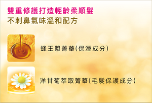 蘊含護髮成分 染後秀髮滋潤順滑 氣味溫和、不刺鼻配方
