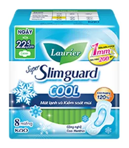 Laurier Super Slimguard Cool Mát lạnh & Kiểm soát mùi 22.5cm