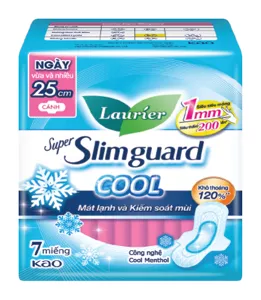 Laurier Super Slimguard Cool Mát lạnh & Kiểm soát mùi 25cm