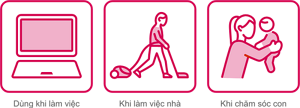 Dùng khi làm việc Khi làm việc nhà Khi chăm sóc con