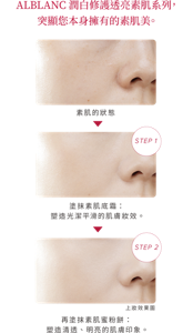 ALBLANC潤白修護透亮素肌系列， 突顯您本身擁有的素肌美。