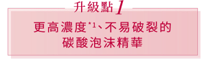 升級點 1 更高濃度*1、不易破裂的碳酸泡沫精華*2
