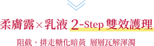 柔膚露x乳液 2-Step 雙效護理 阻截、排走糖化暗黃  層層瓦解渾濁