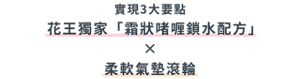 實現3大要點  花王獨家「霜狀啫喱鎖水」配方 × 柔軟氣墊滾輪