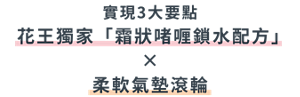 實現3大要點  花王獨家「霜狀啫喱鎖水」配方 × 柔軟氣墊滾輪