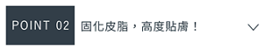 POINT 02　固化皮脂，高度貼膚！