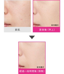 素肌　塗抹後 (早上)　經過一段時間後（傍晚）