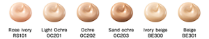 Rose ivory RS01 Light Ochre OC201 Ochre OC202 Sand ochre OC203 Ivory beige BE300 Beige BE301
