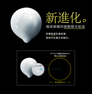 進化。炭酸泡の美容液。もっとなめらかに。すっと浸透。肌の上でとろけてなじむ。