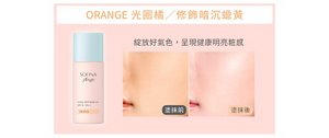 ORANGE 光圈橘／修飾暗沉蠟黃 綻放好氣色，呈現健康明亮粧感 塗抹前／塗抹後