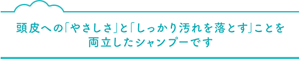 頭皮への「やさしさ」と「しっかり汚れを落とす」ことを 両立したシャンプーです