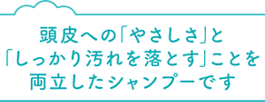 頭皮への「やさしさ」と「しっかり汚れを落とす」ことを 両立したシャンプーです