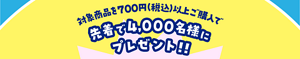 対象商品を700円（税込）以上ご購入で先着で4,000名様にプレゼント！！