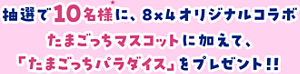 抽選で10名様に、８×４オリジナルコラボたまごっちマスコットに加えて、「たまごっちパラダイス」をプレゼント！！