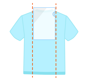 Tシャツを平らな場所に置き、 中心にクリアファイルをセットするイメージ