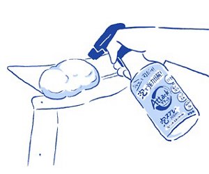 イラスト：汚れた部分にスプレー