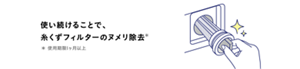 使い続けることで、 糸くずフィルターのヌメリ除去＊ ＊ 使用期限1ヶ月以上