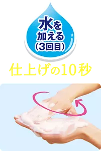 水を加える（3回目）：仕上げの10秒