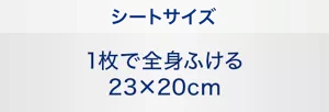 シートサイズ：1枚で全身ふける 23×20cm