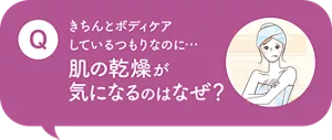 Q. きちんとボディケアしているつもりなのに… 肌の乾燥が気になるのはなぜ？