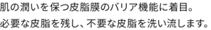 肌の潤いを保つ皮脂膜のバリア機能に着目。必要な皮脂を残し、不要な皮脂を洗い流します。