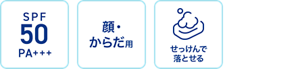 SPF50 PA+++ / 顔・からだ用 / せっけんで落とせる