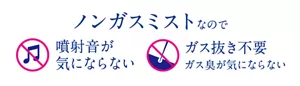 ノンガスミストなので　噴射音が気にならない　ガス抜き不要ガス臭が気にならない