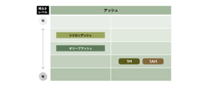 黒髪用・白髪用ヘアカラー アッシュ系明るさ対応表